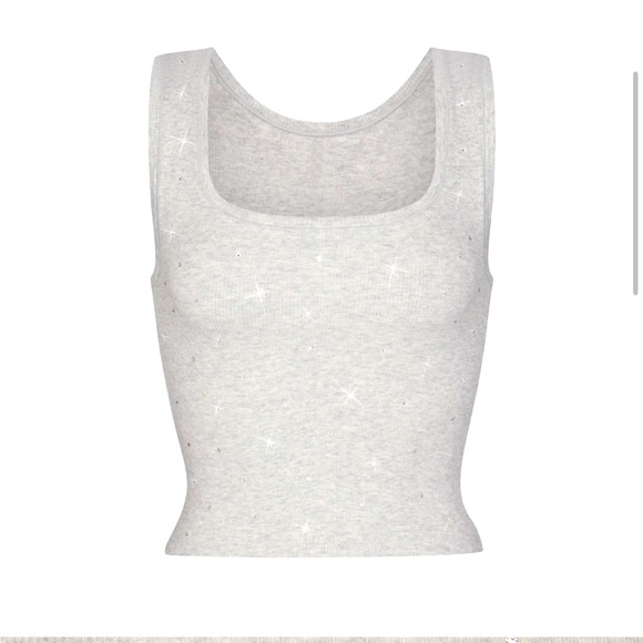 NWT SKIMS x SWAROVSKI Cotton Rib Heather Grey Size Small - Picture 1 of 5